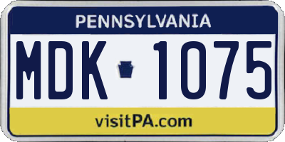 PA license plate MDK1075