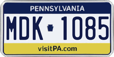 PA license plate MDK1085