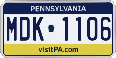 PA license plate MDK1106