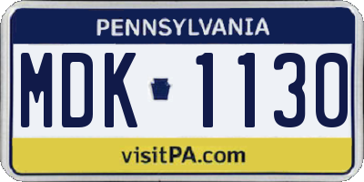 PA license plate MDK1130
