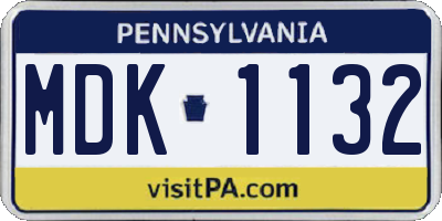 PA license plate MDK1132