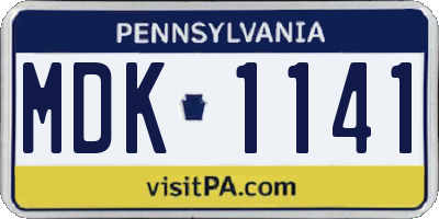 PA license plate MDK1141