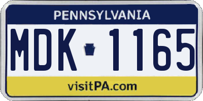 PA license plate MDK1165