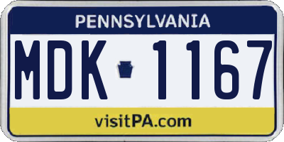PA license plate MDK1167