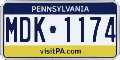 PA license plate MDK1174