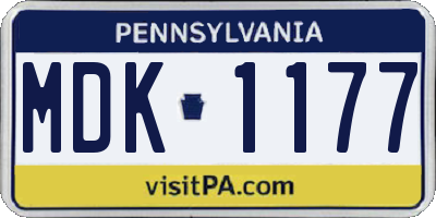 PA license plate MDK1177
