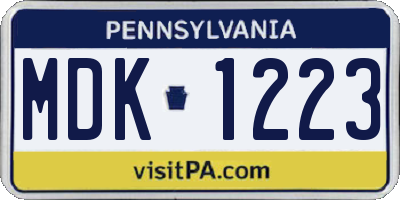 PA license plate MDK1223