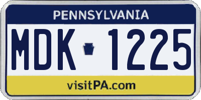 PA license plate MDK1225