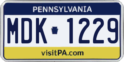 PA license plate MDK1229
