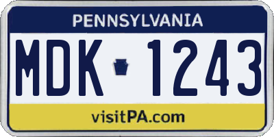 PA license plate MDK1243