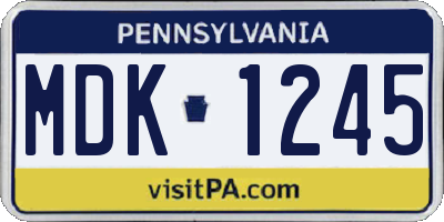PA license plate MDK1245