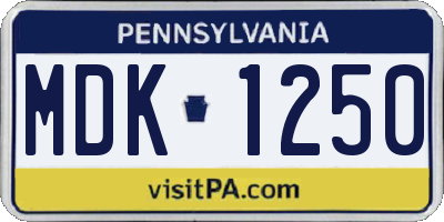 PA license plate MDK1250