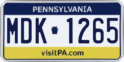 PA license plate MDK1265