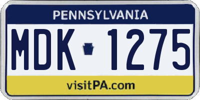 PA license plate MDK1275