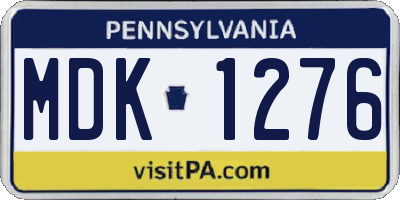 PA license plate MDK1276
