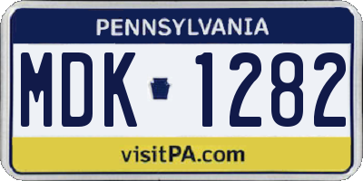 PA license plate MDK1282