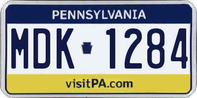 PA license plate MDK1284