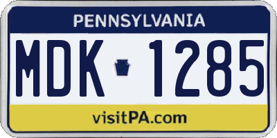 PA license plate MDK1285