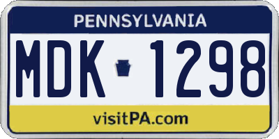 PA license plate MDK1298