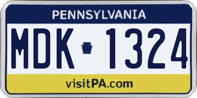 PA license plate MDK1324