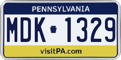 PA license plate MDK1329