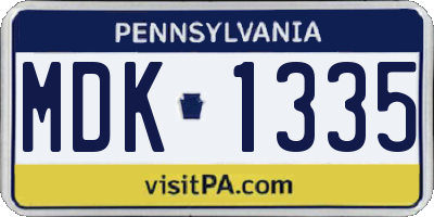 PA license plate MDK1335