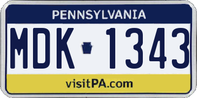 PA license plate MDK1343