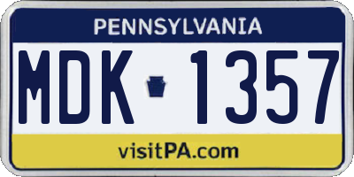 PA license plate MDK1357