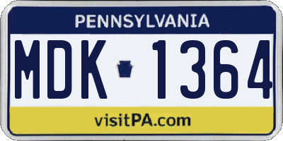 PA license plate MDK1364
