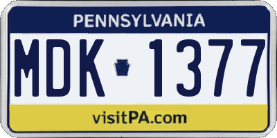 PA license plate MDK1377
