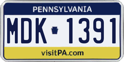 PA license plate MDK1391