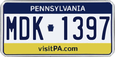 PA license plate MDK1397