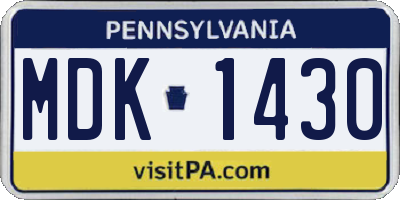 PA license plate MDK1430