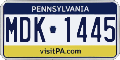 PA license plate MDK1445