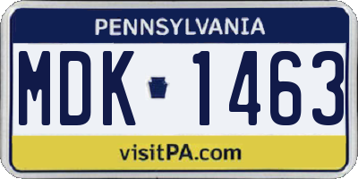 PA license plate MDK1463