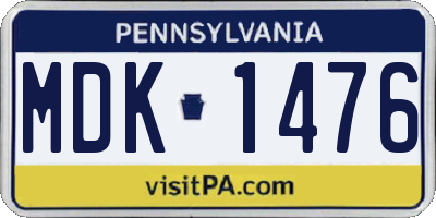 PA license plate MDK1476