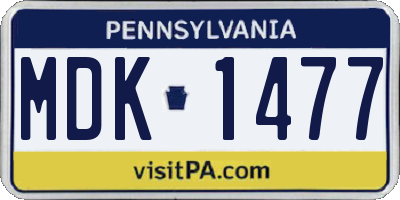 PA license plate MDK1477