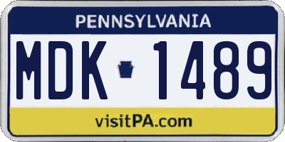 PA license plate MDK1489