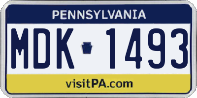 PA license plate MDK1493