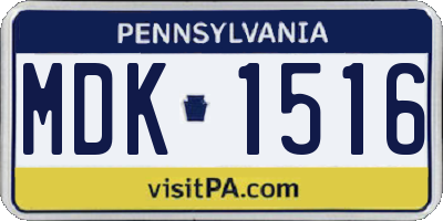 PA license plate MDK1516