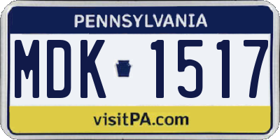 PA license plate MDK1517