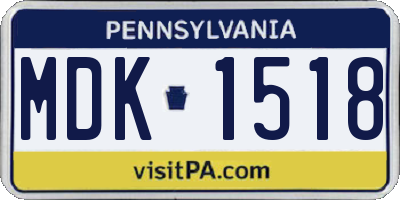 PA license plate MDK1518