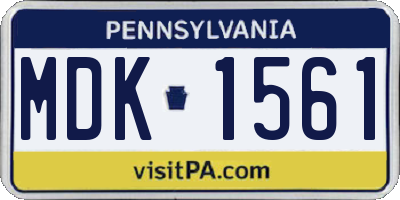 PA license plate MDK1561