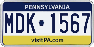 PA license plate MDK1567