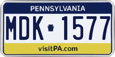 PA license plate MDK1577