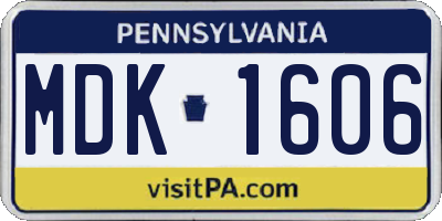 PA license plate MDK1606