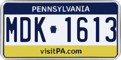 PA license plate MDK1613