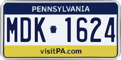 PA license plate MDK1624