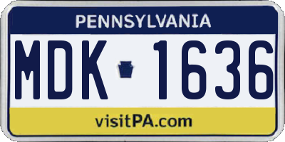 PA license plate MDK1636