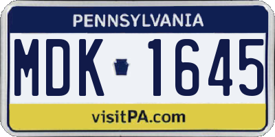 PA license plate MDK1645